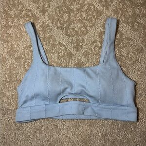 Aerie light blue keyhole ribbed bikini swim top with removable padding